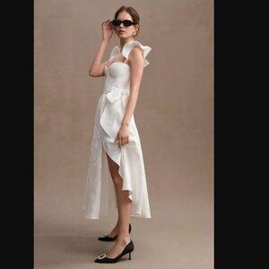 Anthropologie V. Chapman Vera White Baroque Floral Midi Dress – Wedding, Elope